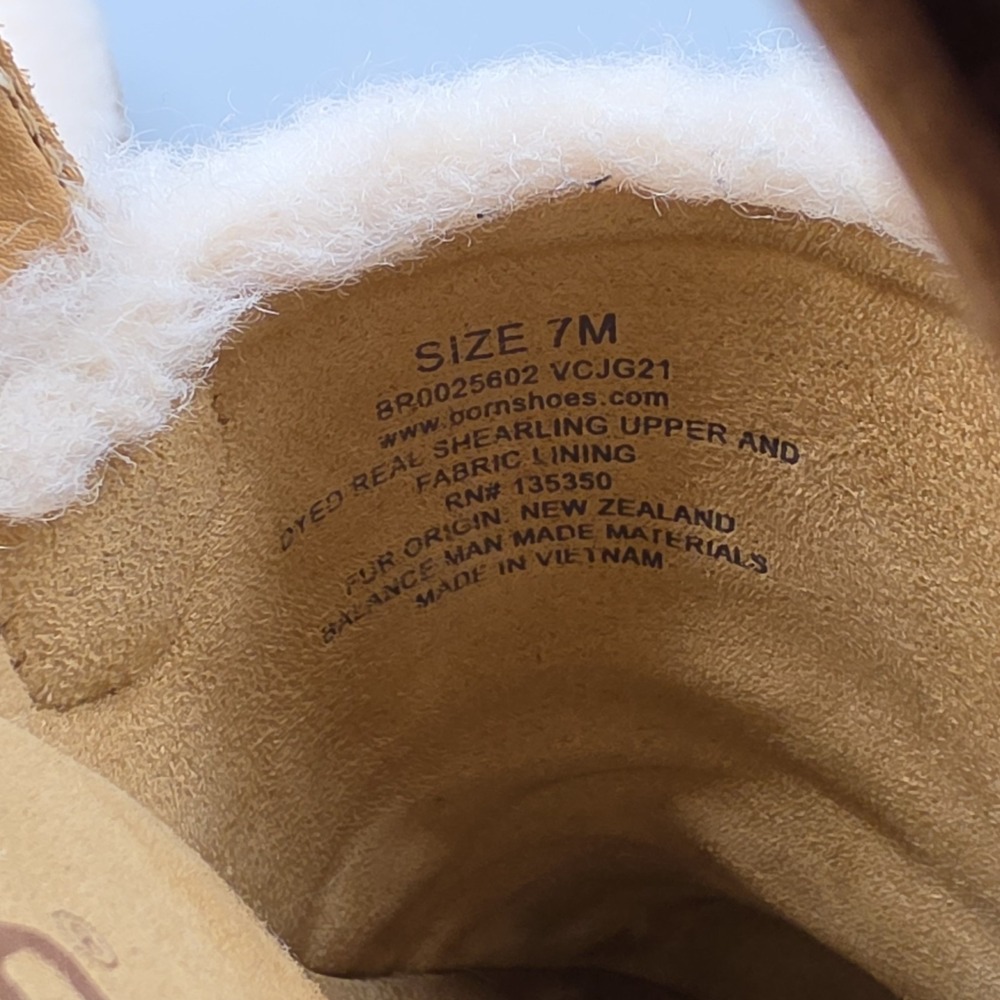 Born Kat Clogs Womens 7 Ivory Tan Shearling Leather Sling Back Comfort Cozy - Picture 11 of 13
